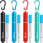 Portable Collapsible Travel Straw with Keychain Case
