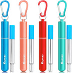 Portable Collapsible Travel Straw with Keychain Case