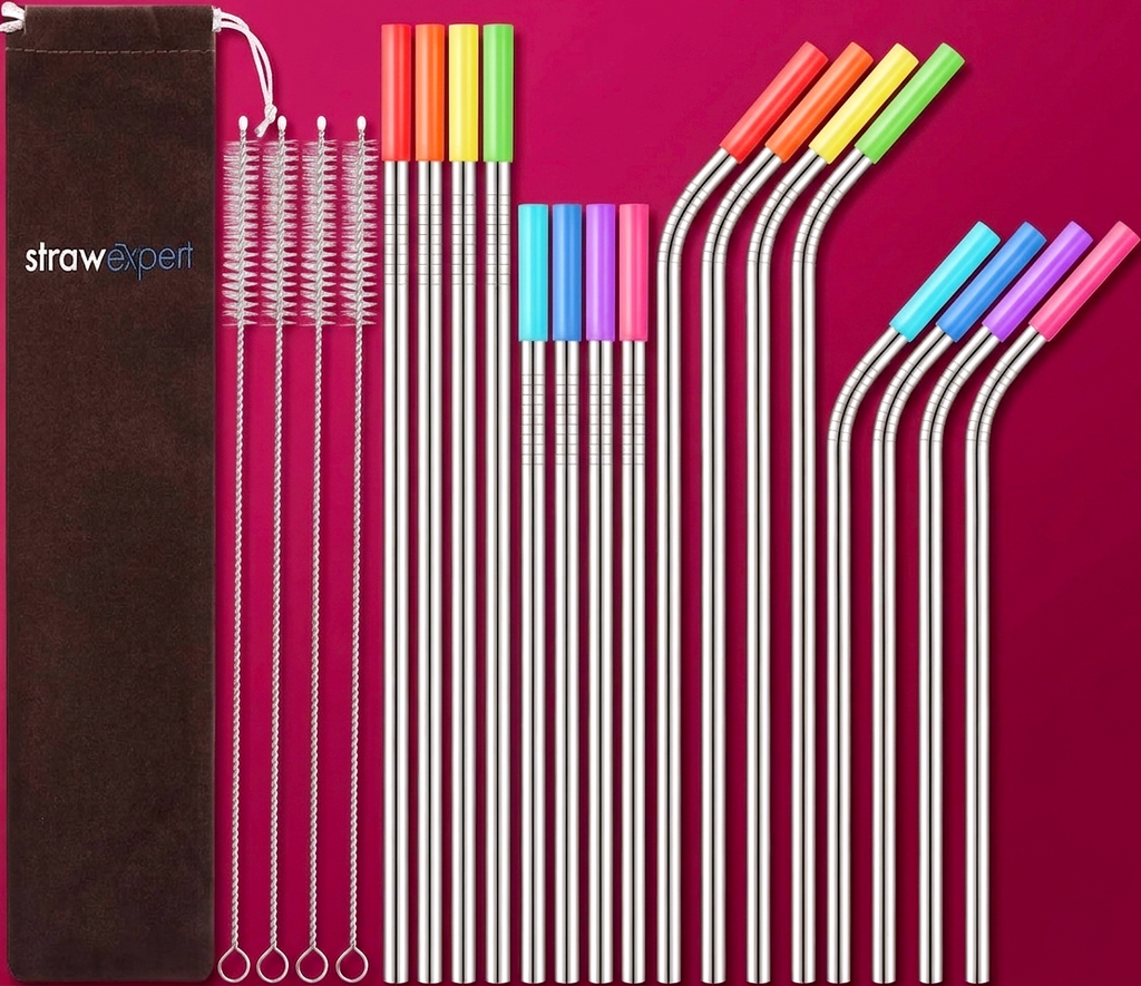 Eco-Flow 16-Piece Stainless Steel Straw Set – Universal Fit for 20/30oz Tumblers