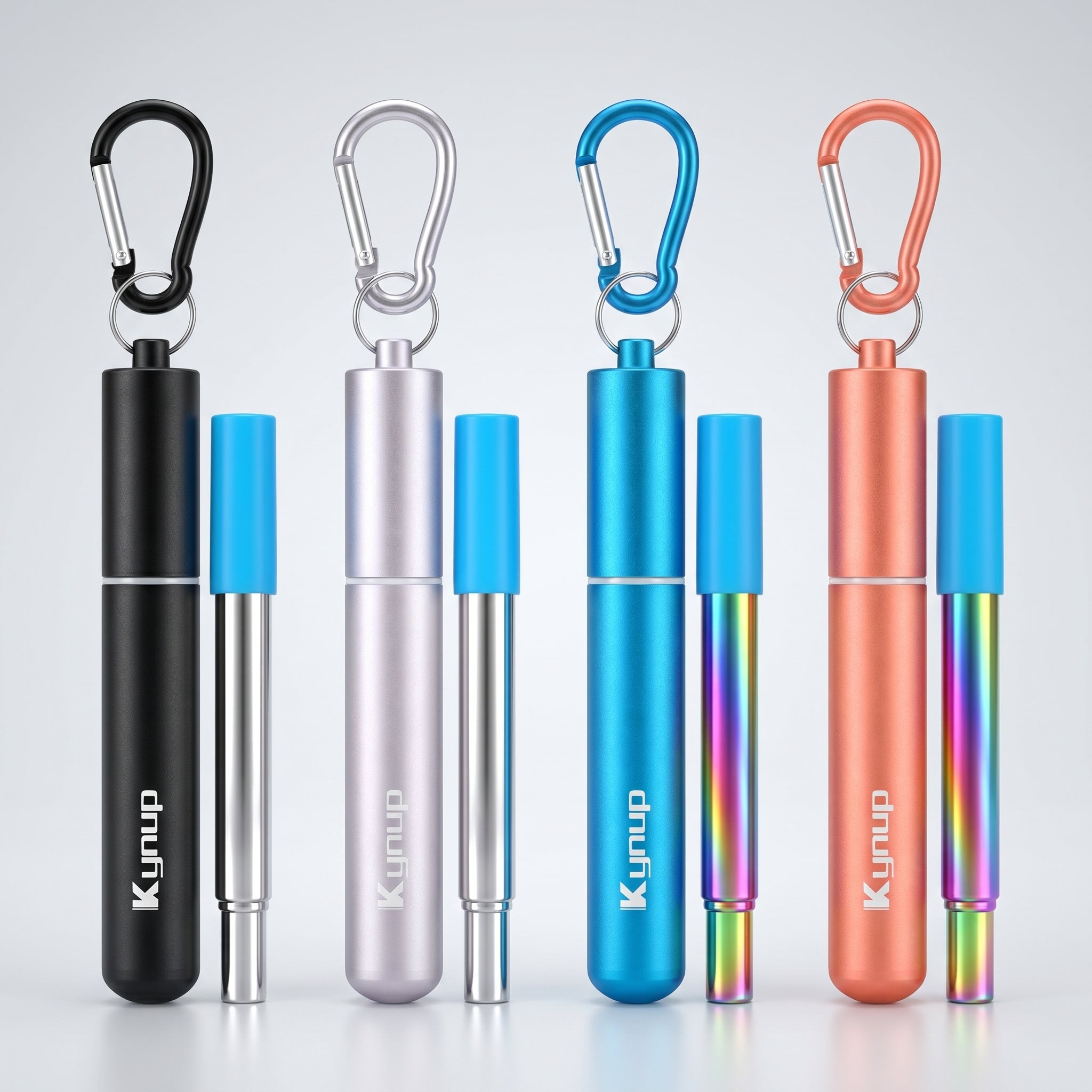 Portable Collapsible Travel Straw with Keychain Case