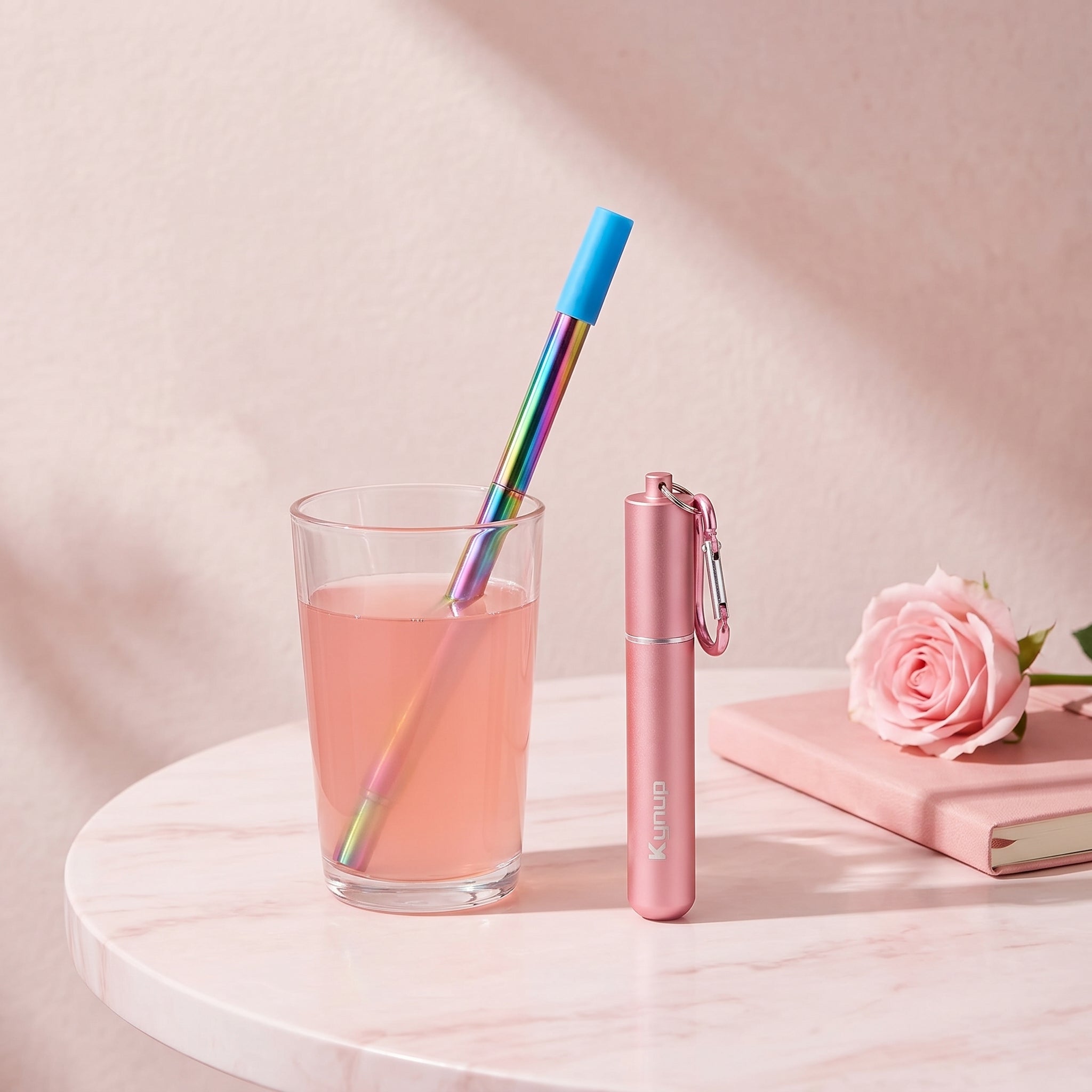 Portable Collapsible Travel Straw with Keychain Case