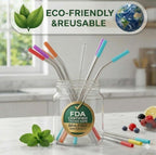 Set of 16 Reusable Stainless Steel Straws with Travel Case Cleaning Brush Silicone Tips Eco Friendly Extra Long Metal Straws Drinking for 20 24 30 Oz Tumbler, Silver