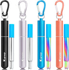 Portable Collapsible Travel Straw with Keychain Case