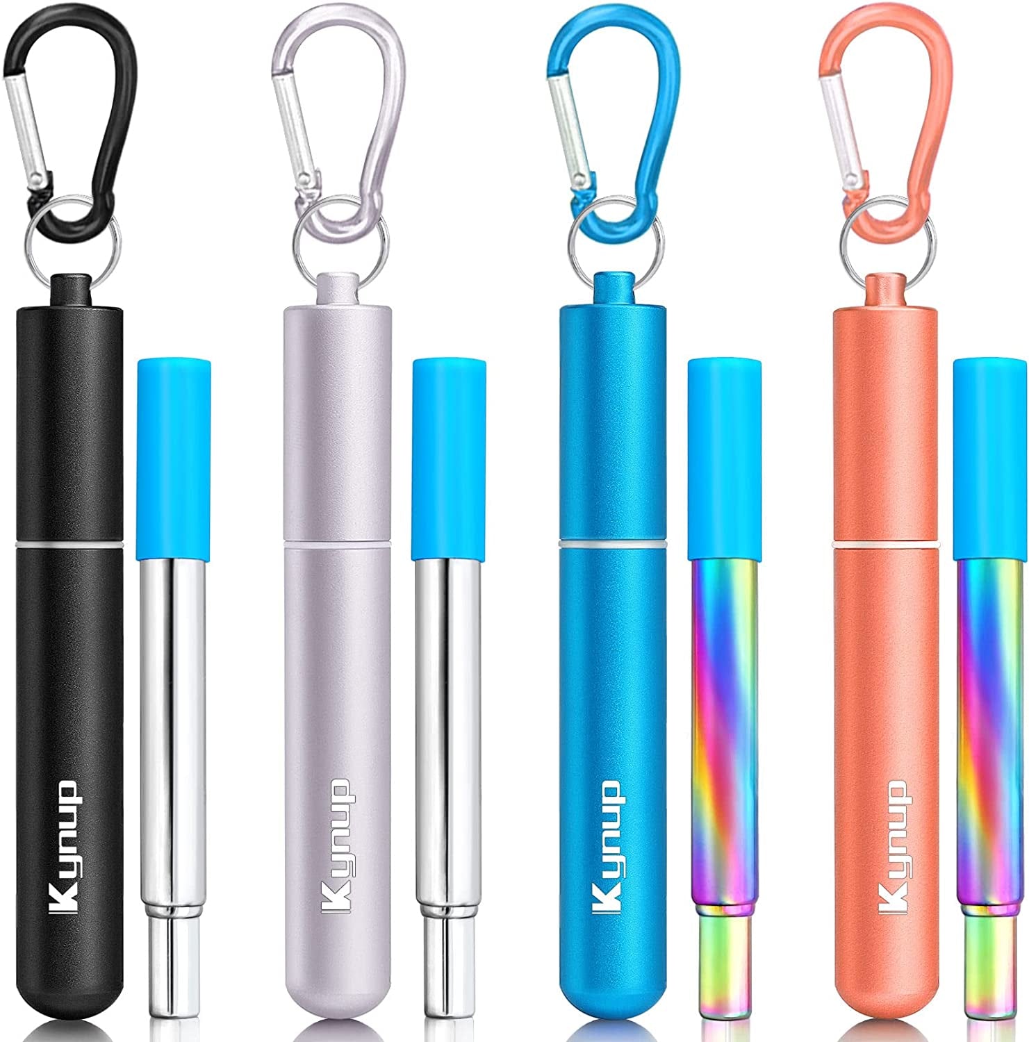 Portable Collapsible Travel Straw with Keychain Case