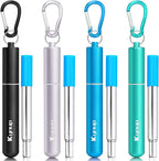 Portable Collapsible Travel Straw with Keychain Case