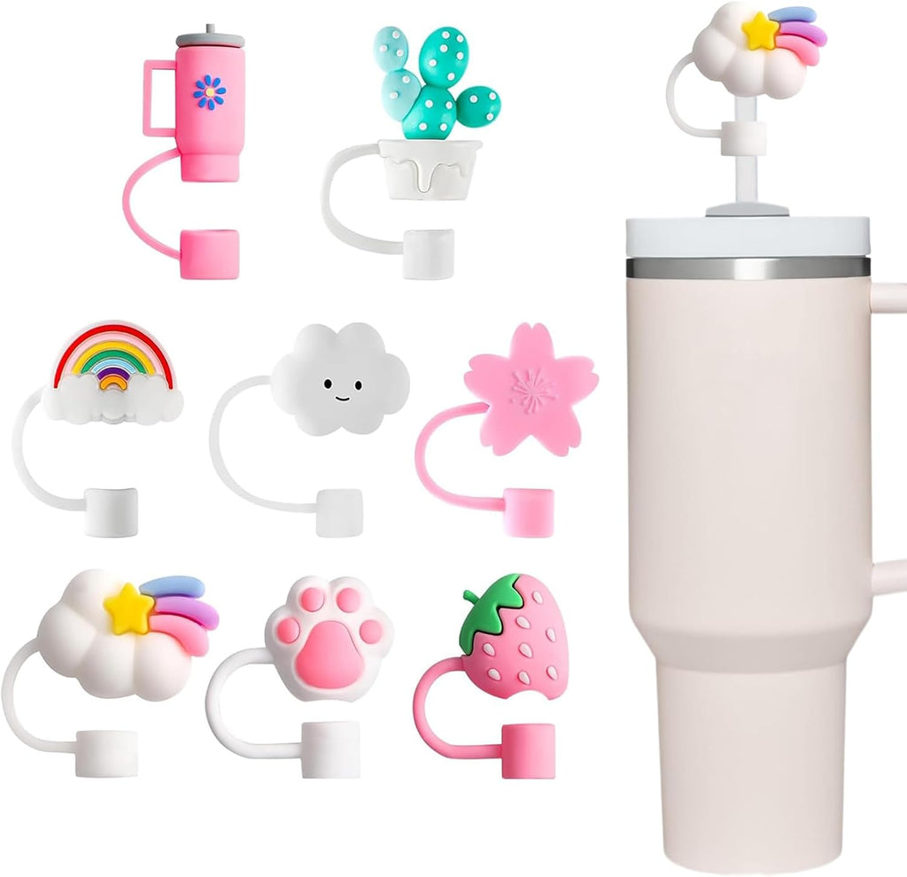 Silicone Straw Cover Set – Dust-Proof & Reusable Straw Toppers for 10mm Tumbler Straws