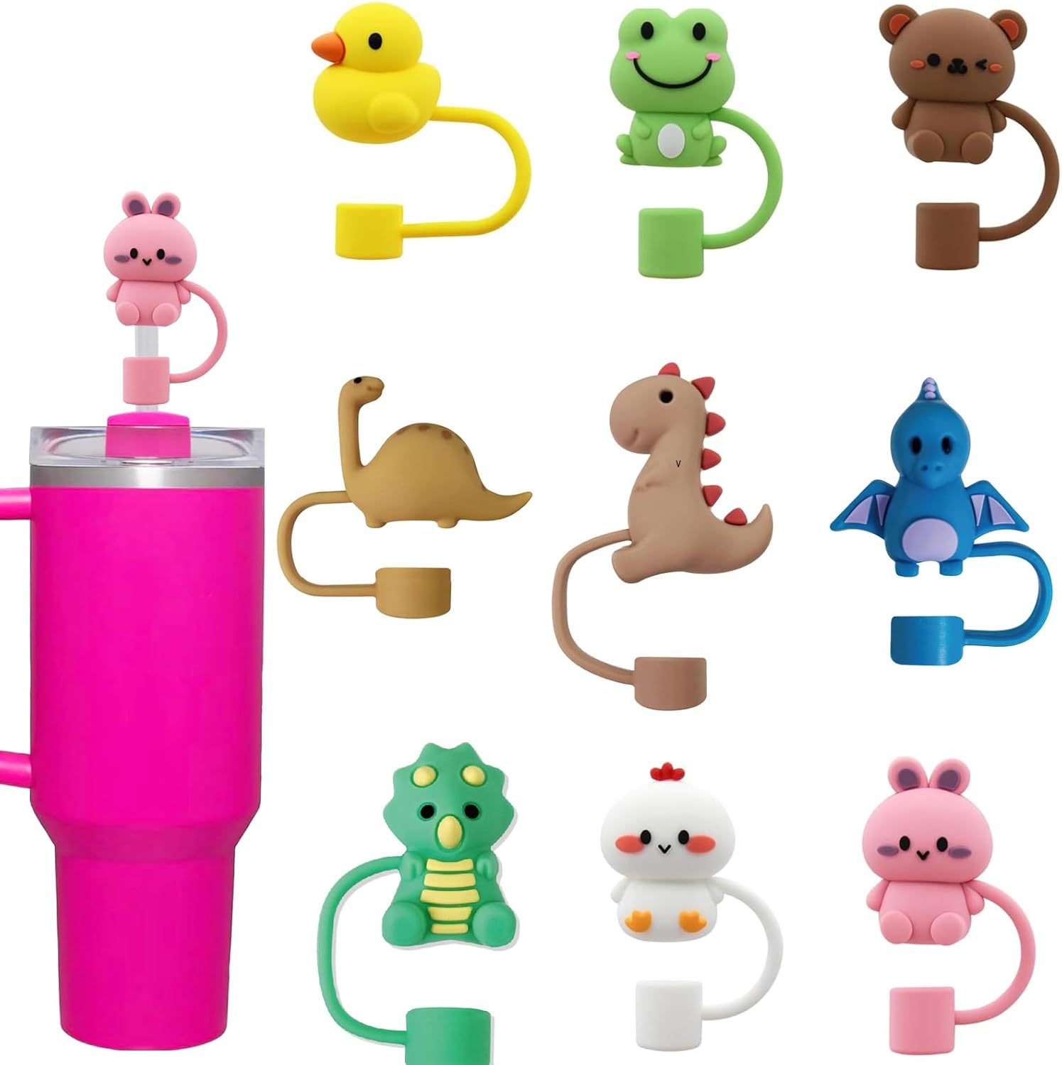 Silicone Straw Cover Set – Dust-Proof & Reusable Straw Toppers for 10mm Tumbler Straws