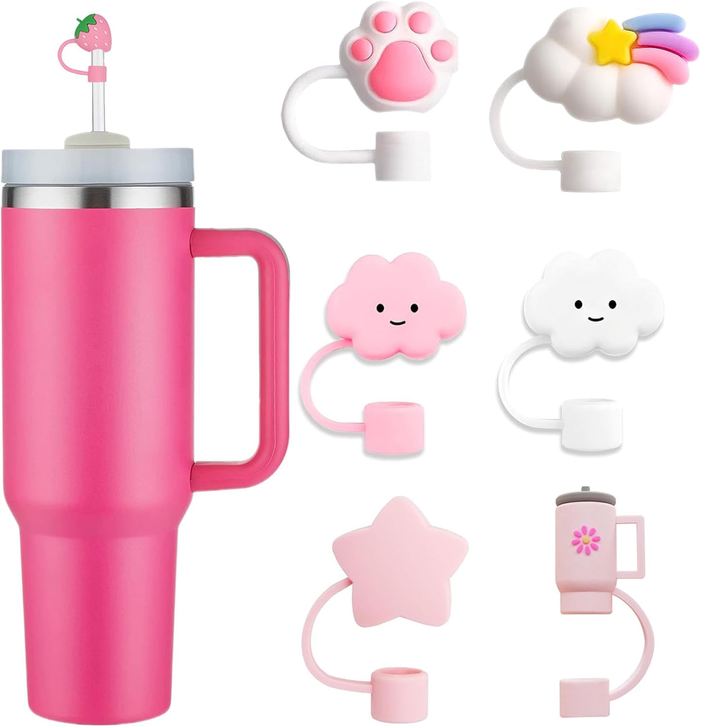 Silicone Straw Cover Set – Dust-Proof & Reusable Straw Toppers for 10mm Tumbler Straws