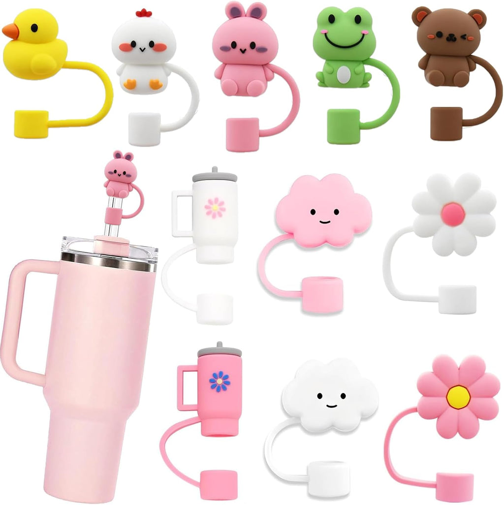 Silicone Straw Cover Set – Dust-Proof & Reusable Straw Toppers for 10mm Tumbler Straws