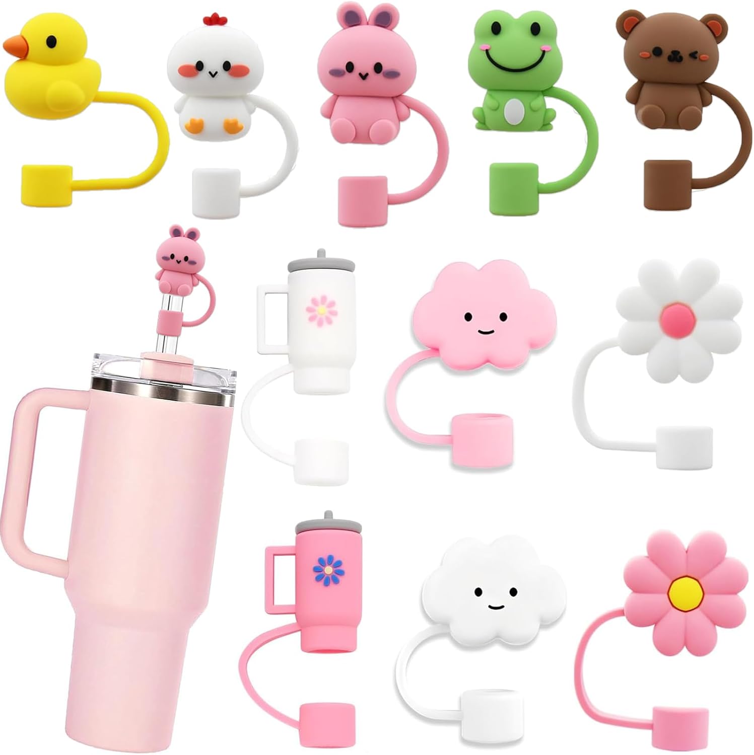 Silicone Straw Cover Set – Dust-Proof & Reusable Straw Toppers for 10mm Tumbler Straws
