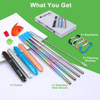 Portable Collapsible Travel Straw with Keychain Case