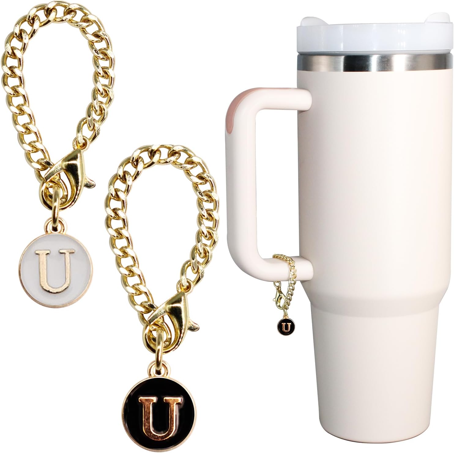 Personal Charm – Initial Letter Tumbler ID Accessory with Lobster Clasp for 30oz & 40oz Handles