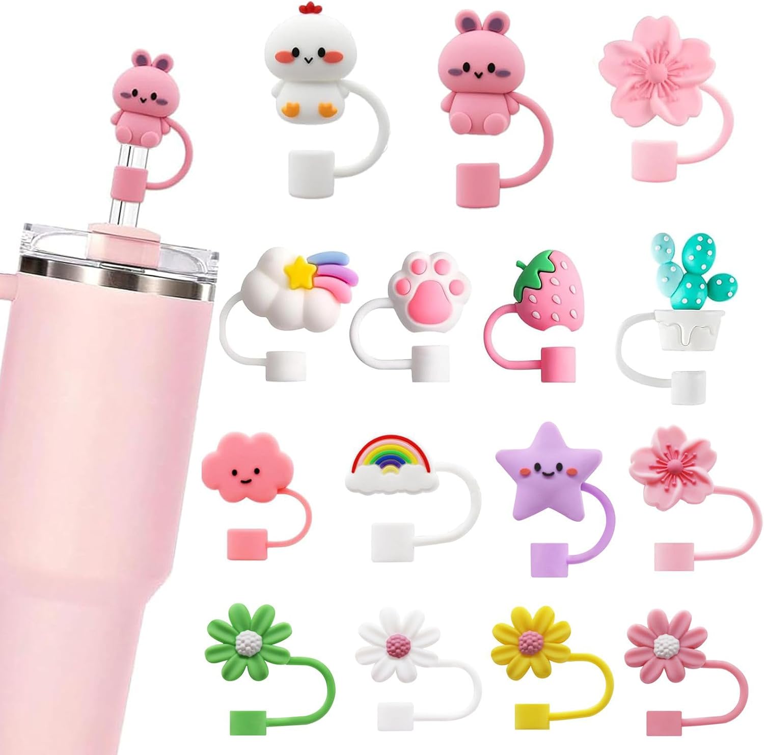 Silicone Straw Cover Set – Dust-Proof & Reusable Straw Toppers for 10mm Tumbler Straws