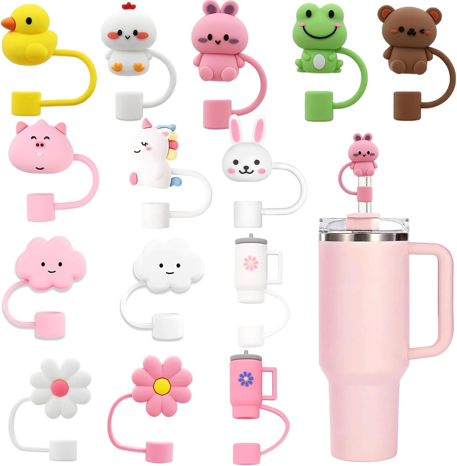 Silicone Straw Cover Set – Dust-Proof & Reusable Straw Toppers for 10mm Tumbler Straws