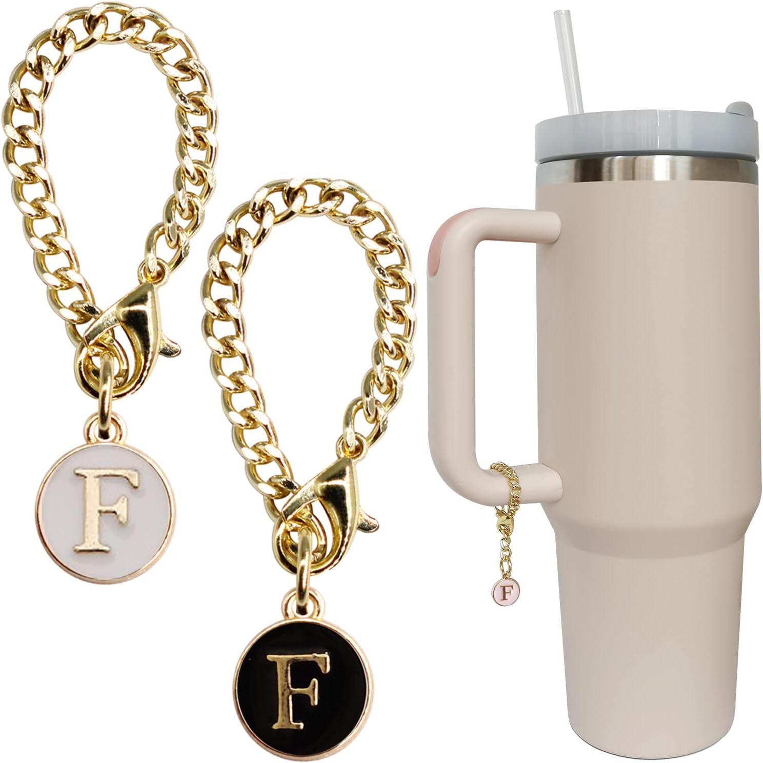 Personal Charm – Initial Letter Tumbler ID Accessory with Lobster Clasp for 30oz & 40oz Handles