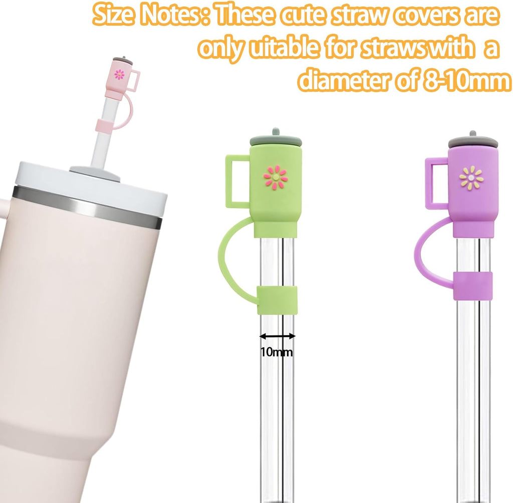 Silicone Straw Cover Set – Dust-Proof & Reusable Straw Toppers for 10mm Tumbler Straws
