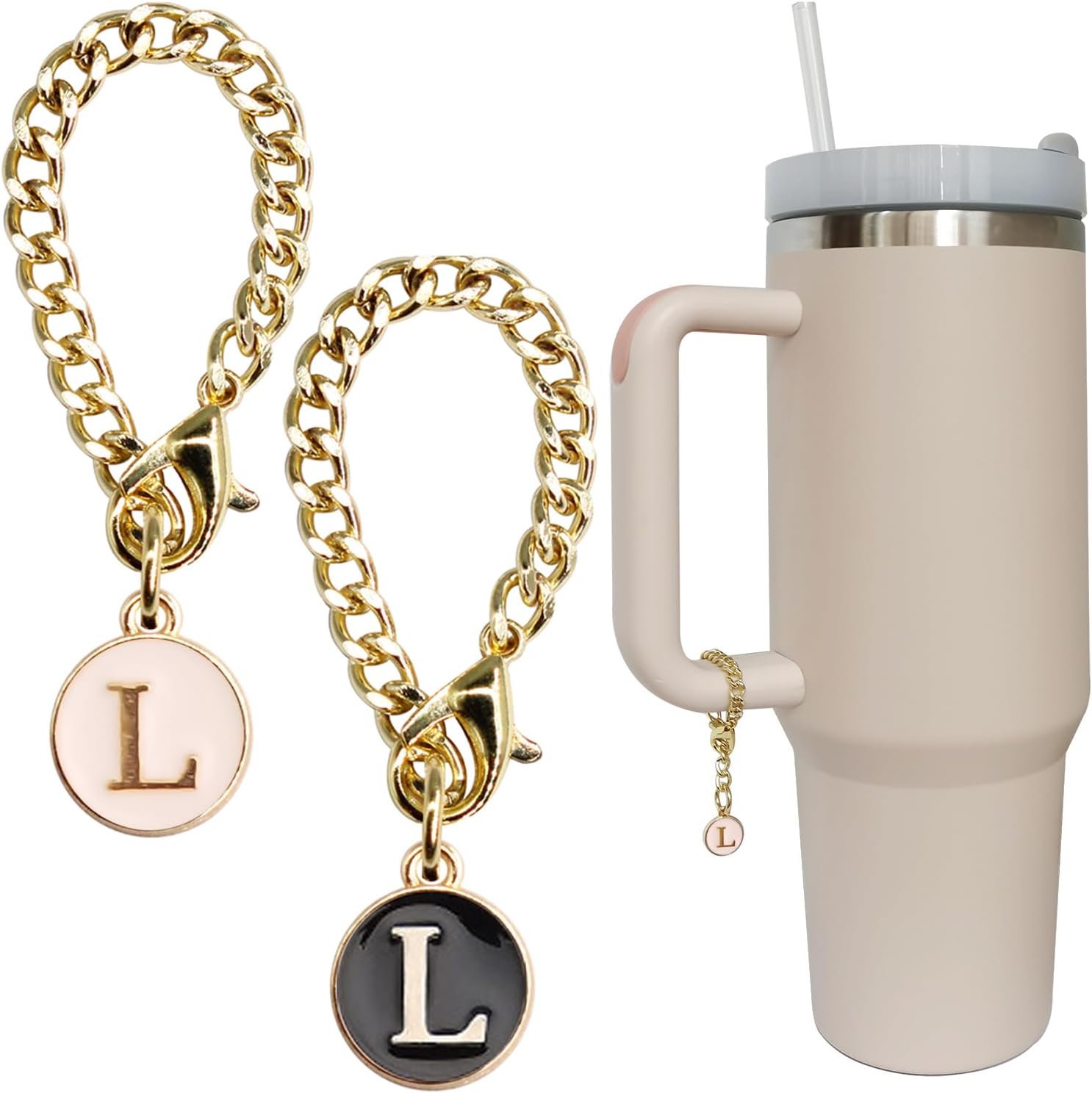 Personal Charm – Initial Letter Tumbler ID Accessory with Lobster Clasp for 30oz & 40oz Handles