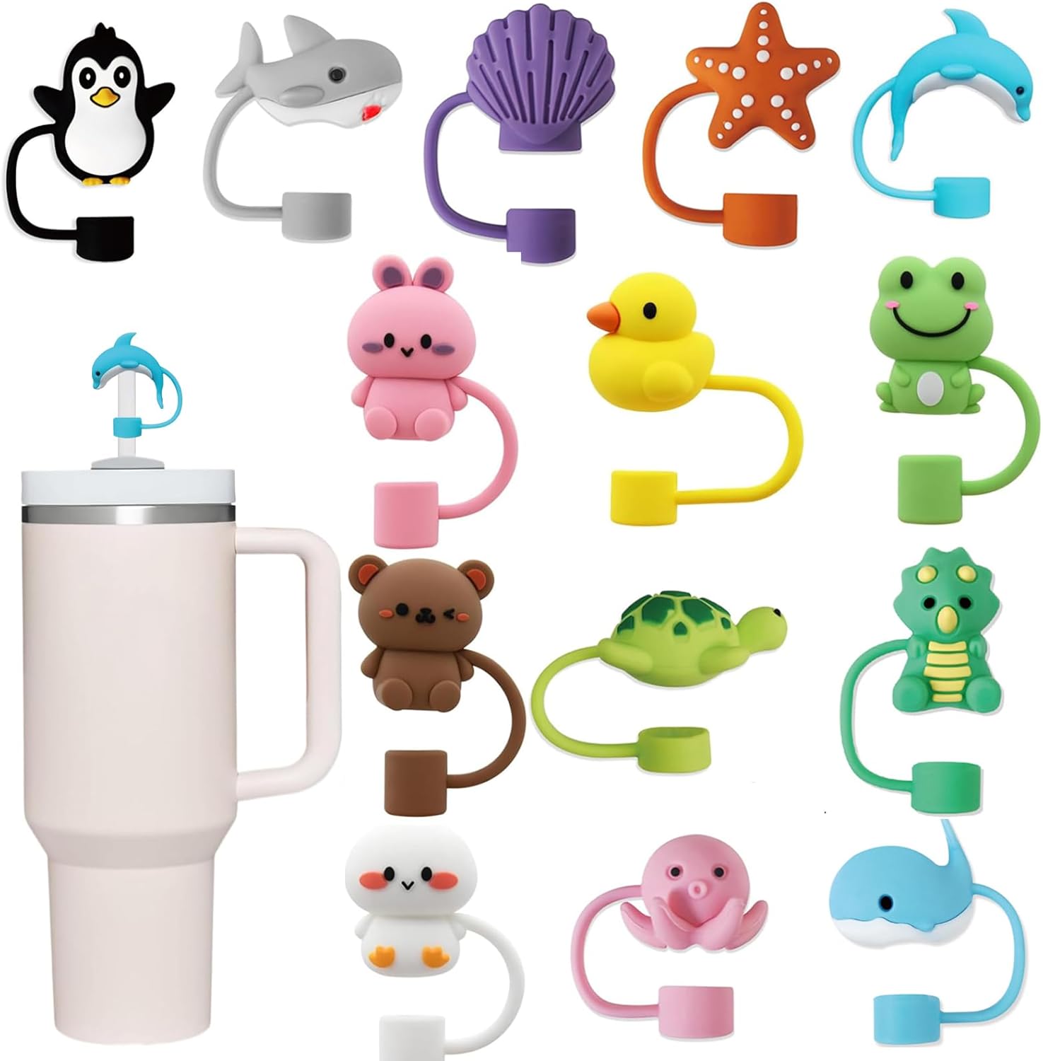 Silicone Straw Cover Set – Dust-Proof & Reusable Straw Toppers for 10mm Tumbler Straws
