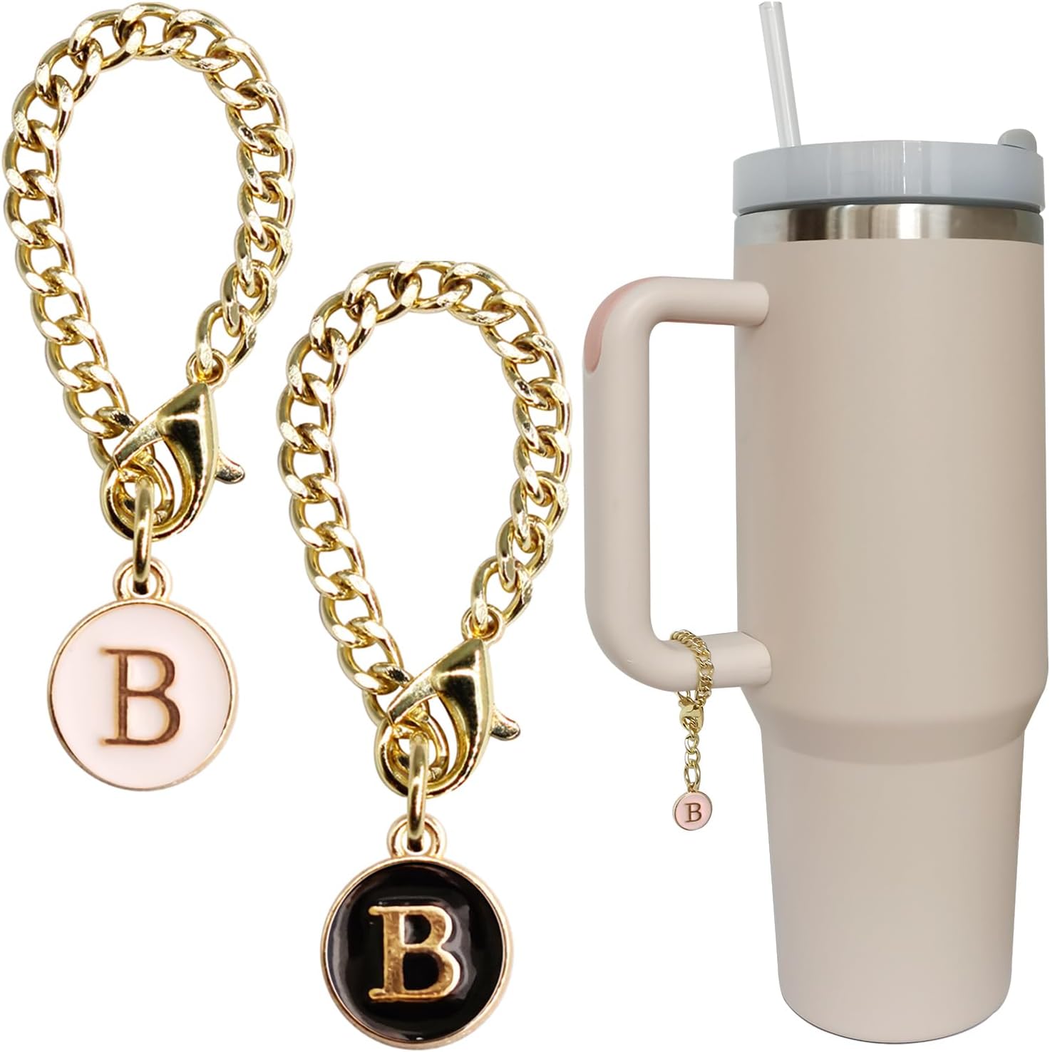 Personal Charm – Initial Letter Tumbler ID Accessory with Lobster Clasp for 30oz & 40oz Handles