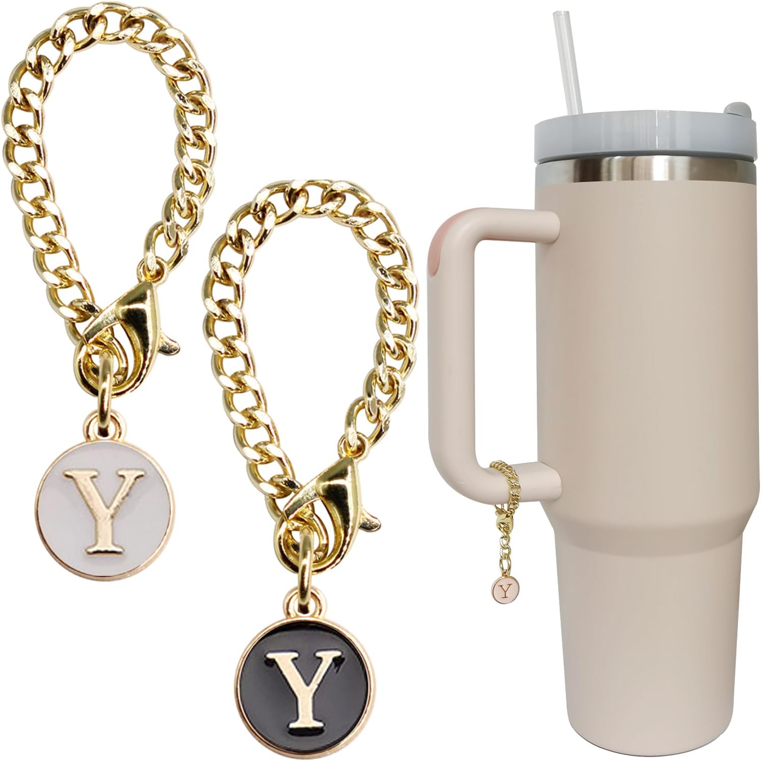 Personal Charm – Initial Letter Tumbler ID Accessory with Lobster Clasp for 30oz & 40oz Handles
