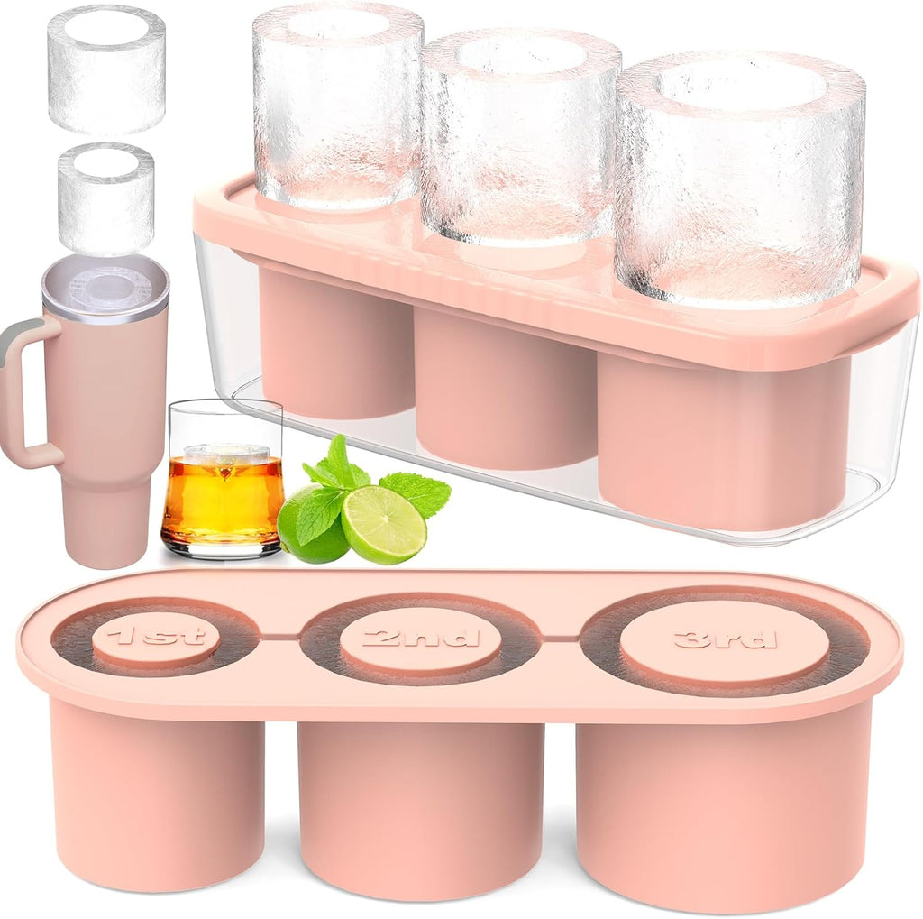 Silicone Cylinder Ice Mold with Lid – Slow-Melting Hollow Ice Cube Tray for 30oz & 40oz Tumblers, BPA-Free Silicone