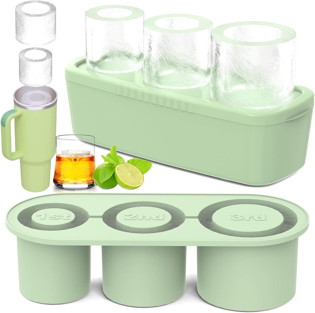 Silicone Cylinder Ice Mold with Lid – Slow-Melting Hollow Ice Cube Tray for 30oz & 40oz Tumblers, BPA-Free Silicone