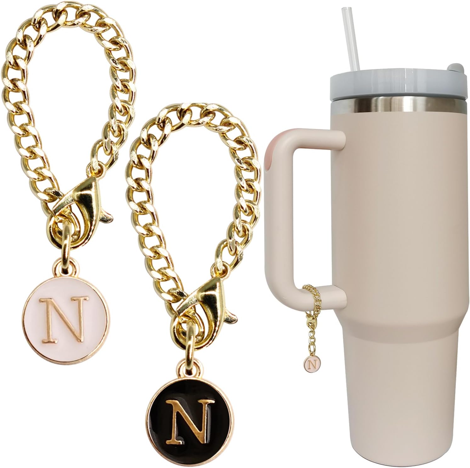 Personal Charm – Initial Letter Tumbler ID Accessory with Lobster Clasp for 30oz & 40oz Handles