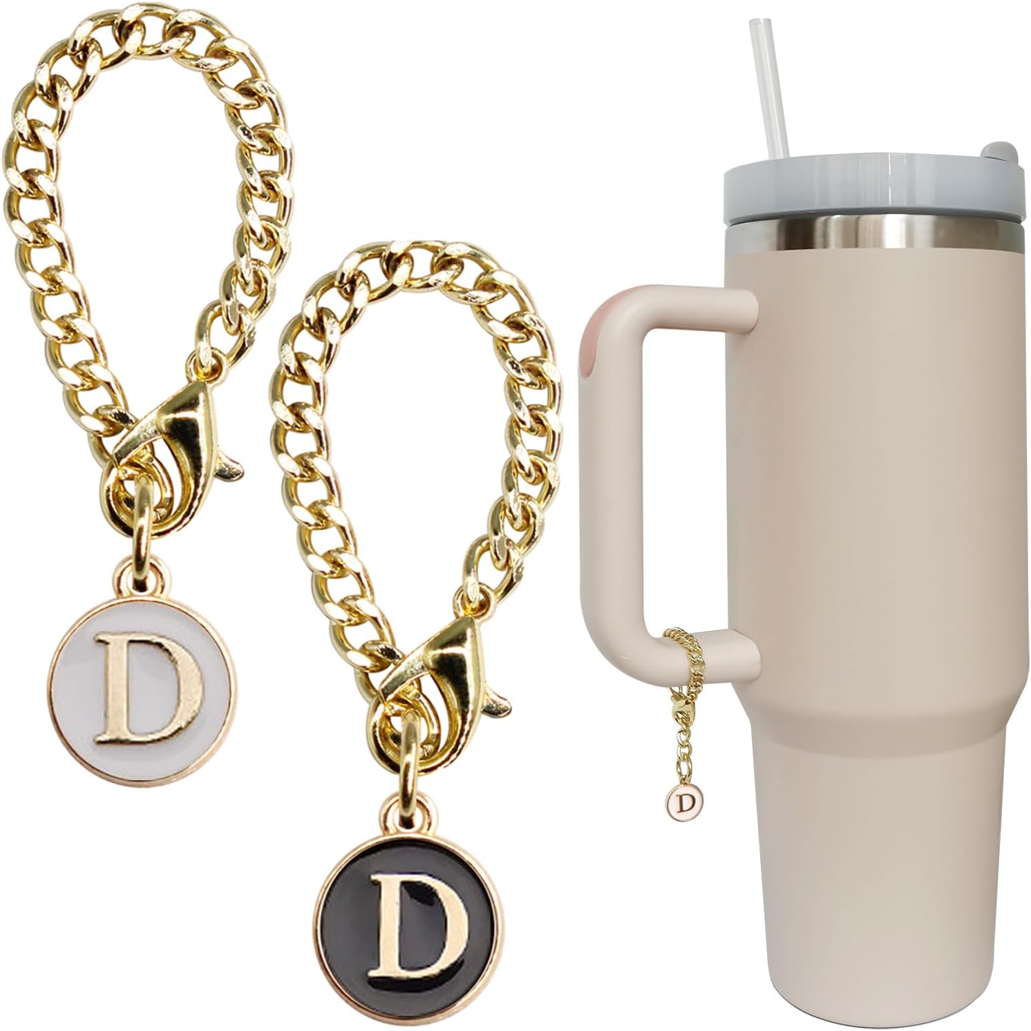 Personal Charm – Initial Letter Tumbler ID Accessory with Lobster Clasp for 30oz & 40oz Handles