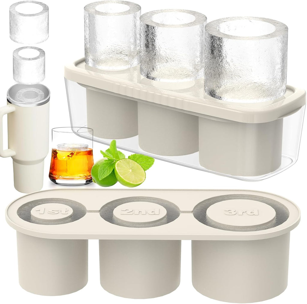 Silicone Cylinder Ice Mold with Lid – Slow-Melting Hollow Ice Cube Tray for 30oz & 40oz Tumblers, BPA-Free Silicone