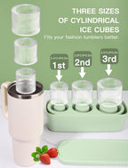 Silicone Cylinder Ice Mold with Lid – Slow-Melting Hollow Ice Cube Tray for 30oz & 40oz Tumblers, BPA-Free Silicone
