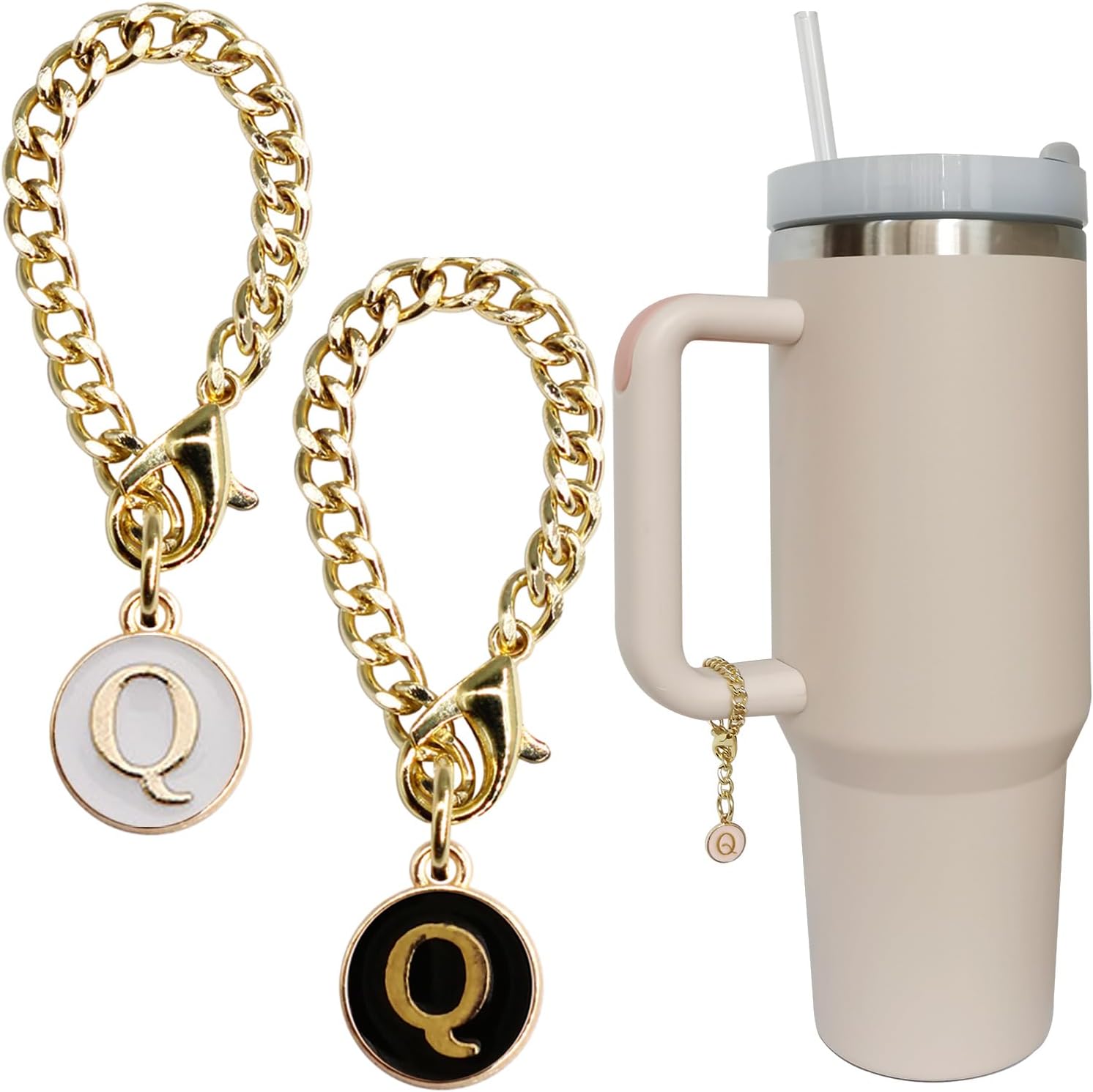 Personal Charm – Initial Letter Tumbler ID Accessory with Lobster Clasp for 30oz & 40oz Handles