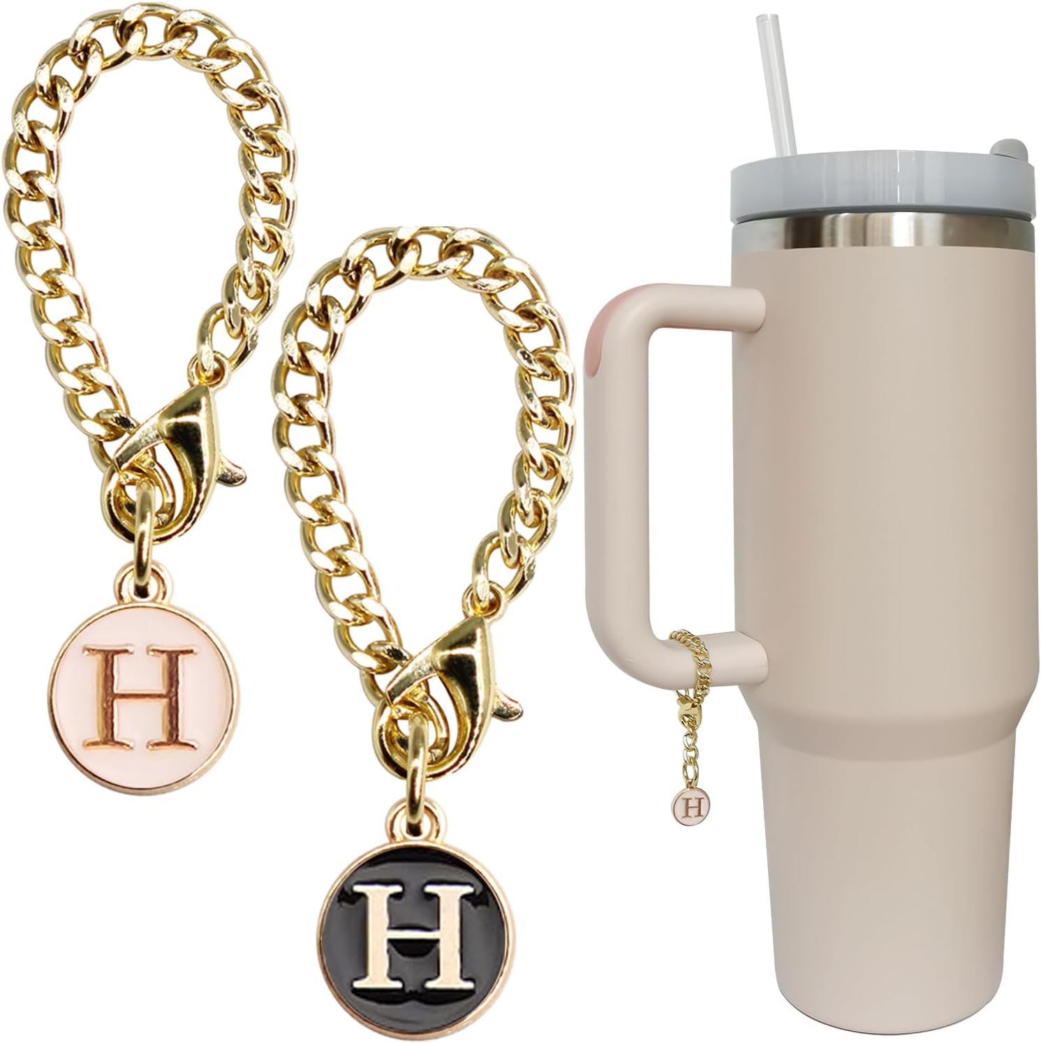 Personal Charm – Initial Letter Tumbler ID Accessory with Lobster Clasp for 30oz & 40oz Handles
