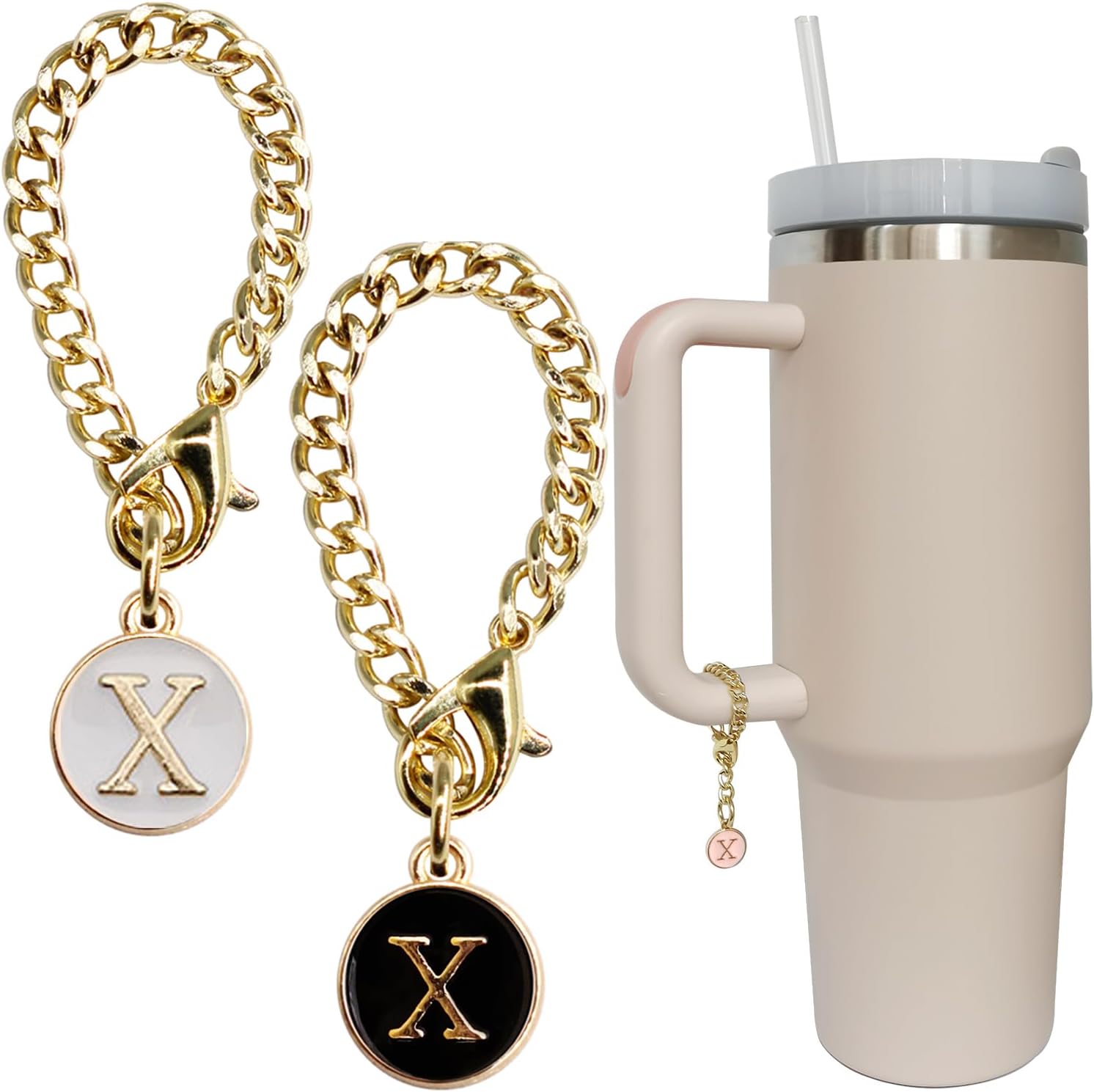 Personal Charm – Initial Letter Tumbler ID Accessory with Lobster Clasp for 30oz & 40oz Handles