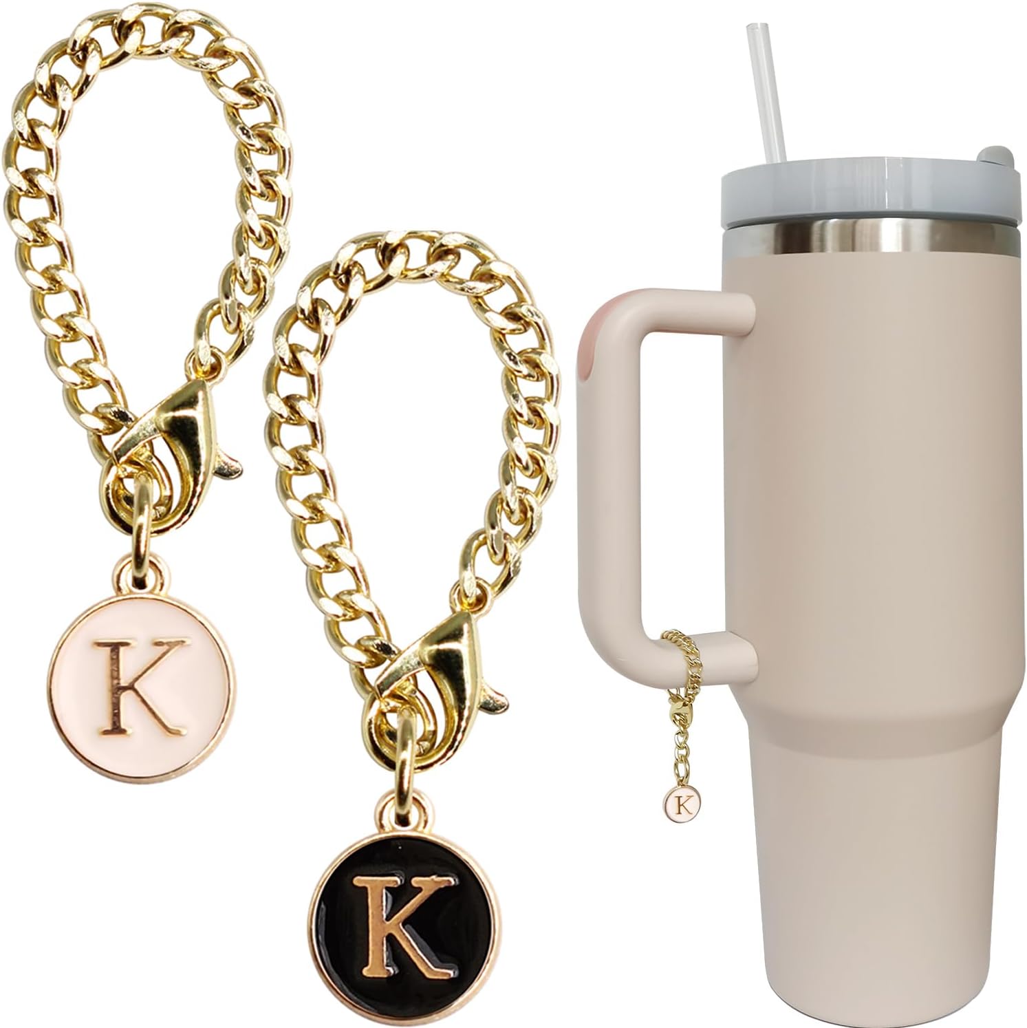 Personal Charm – Initial Letter Tumbler ID Accessory with Lobster Clasp for 30oz & 40oz Handles