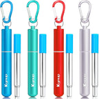 Portable Collapsible Travel Straw with Keychain Case